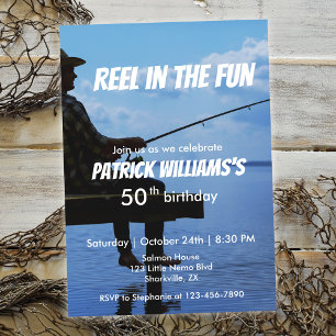 Im Spaß Sunset Fisherman zum 50. Geburtstag Einladung