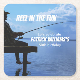 Im Spaß Sunset Fisherman zum 50. Geburtstag Rechteckiger Pappuntersetzer