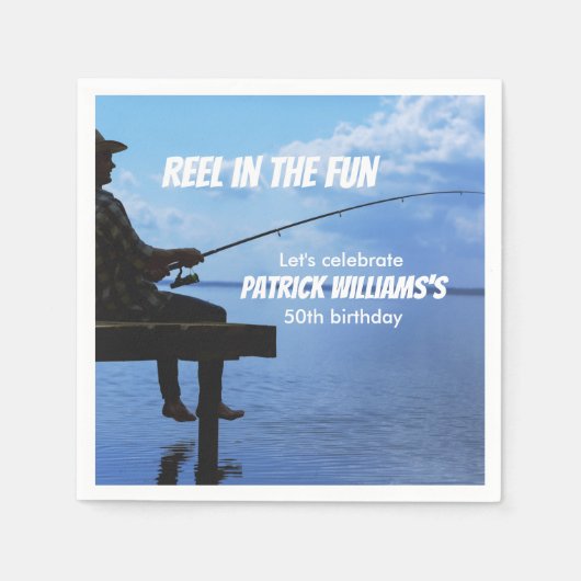 Im Spaß Sunset Fisherman zum 50. Geburtstag Serviette (Vorderseite)