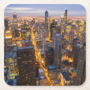Im Stadtzentrum gelegene Chicago-Skyline an der Rechteckiger Pappuntersetzer