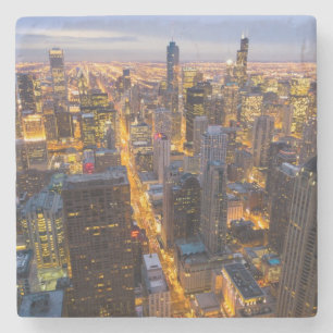 Im Stadtzentrum gelegene Chicago-Skyline an der Steinuntersetzer