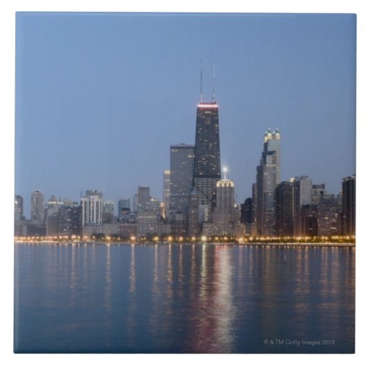 Im Stadtzentrum gelegene Chicago-Skyline Fliese (Vorderseite)