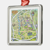 Im Stadtzentrum gelegene San- AntonioCartoon-Karte Silbernes Ornament (Links)