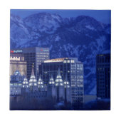 Im Stadtzentrum gelegene Winter-Skyline Salt Lake Fliese (Vorderseite)
