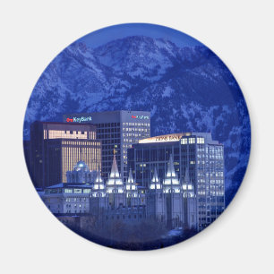 Im Stadtzentrum gelegene Winter-Skyline Salt Lake Magnet