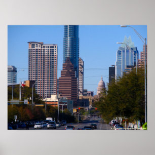 Im Stadtzentrum gelegenes Austin, Texas, laut Poster