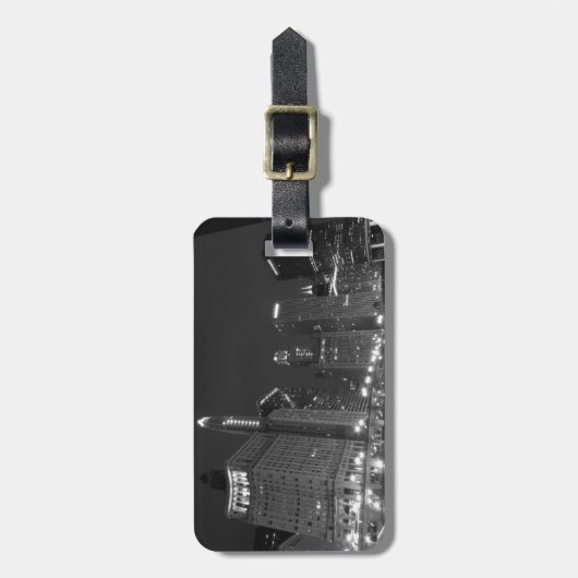 Im Stadtzentrum gelegenes Chicago Schwarzweiss Gepäckanhänger (Vorderseite vertikal)