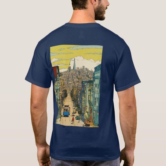 im Stil von Tin-Tin-Comicen, lebhafte Farben T-Shirt (Rückseite)