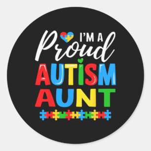 Im stolzen Autismus Tante Awareness Puzzle Piece Runder Aufkleber