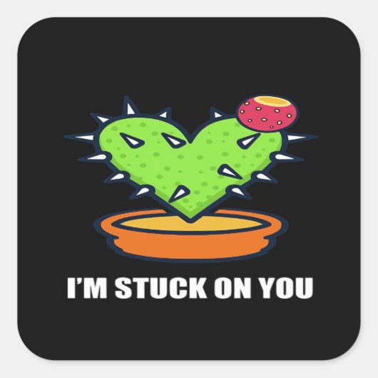 Im Stuck On You Cactus Cute Plant Design  Quadratischer Aufkleber (Vorderseite)