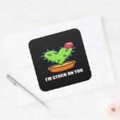 Im Stuck On You Cactus Cute Plant Design  Quadratischer Aufkleber (Umschlag)