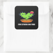 Im Stuck On You Cactus Cute Plant Design  Quadratischer Aufkleber (Tasche)