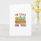 Im Stuck On You Cactus Succulent Valentines Day Cu Karte (Gelbe Blume)