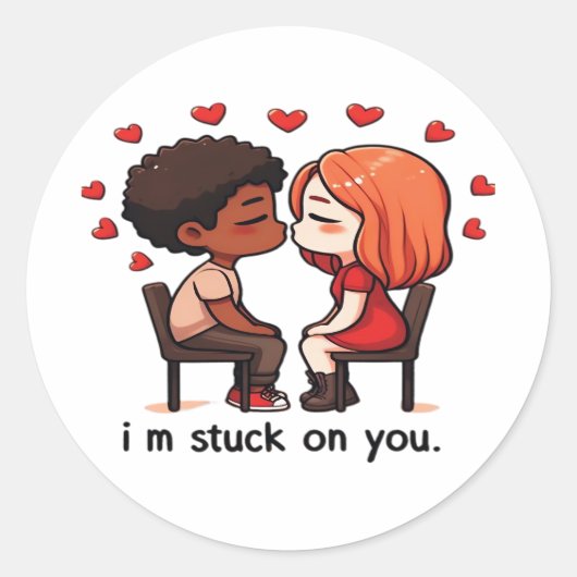 Im Stuck On You Classic Love Design  Runder Aufkleber (Vorderseite)