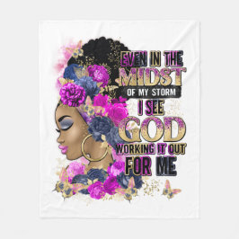 Im Sturm Königin Schwarz Melanin Frau Brown Haut Fleecedecke