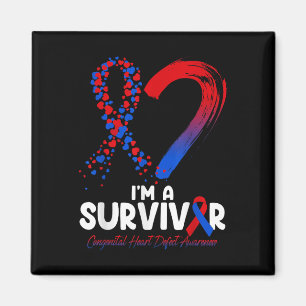 Im Survivor Chd Awareness Red & amp; Blue Ribbon Magnet