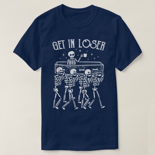 Im T - Shirt Sarg lockere Skelette (Design vorne)
