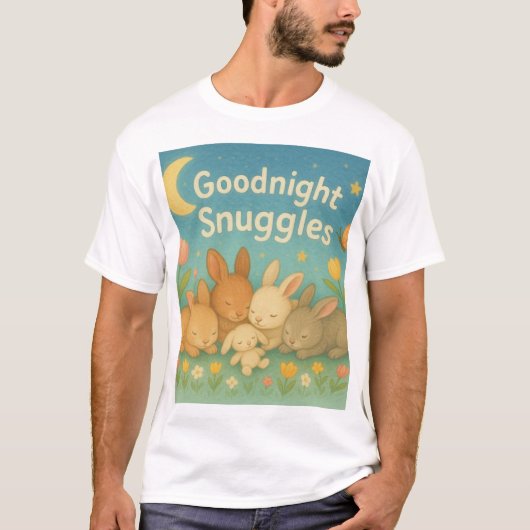 Im Text steht "Goodnight Snuggles". Kinderbunnies T-Shirt (Vorderseite)