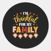 I'm Thankful For My Family Thanksgiving Turkeys Fa Runder Aufkleber (Vorderseite)