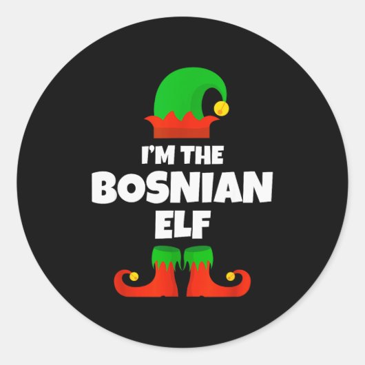 I'm The Bosnian Elf Family Pajama Christmas Funny Runder Aufkleber (Vorderseite)