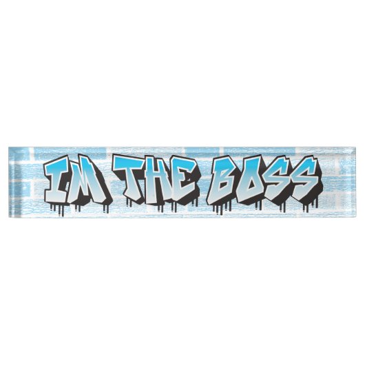 IM THE BOSS Funny Graffiti Name Plate Business Namensplakette (Vorderseite)