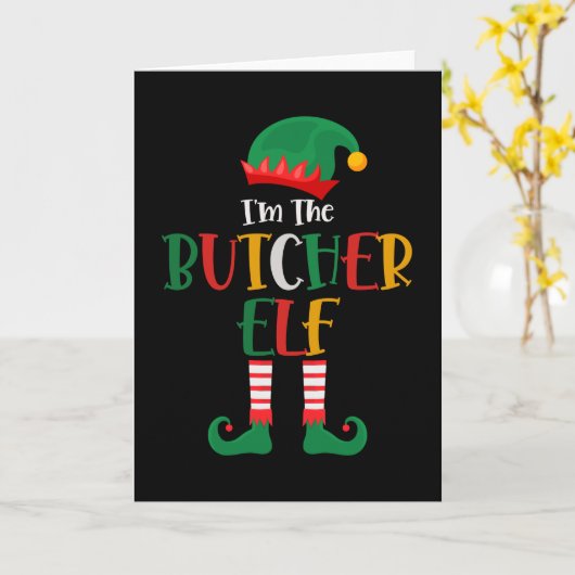 Im the Butcher Elf Matching Christmas Karte (Gelbe Blume)