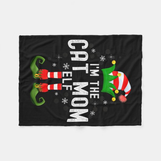 I'm The Cat Mom Elf Christmas Family Pjs Costume Fleecedecke (Vorderseite (Horizontal))