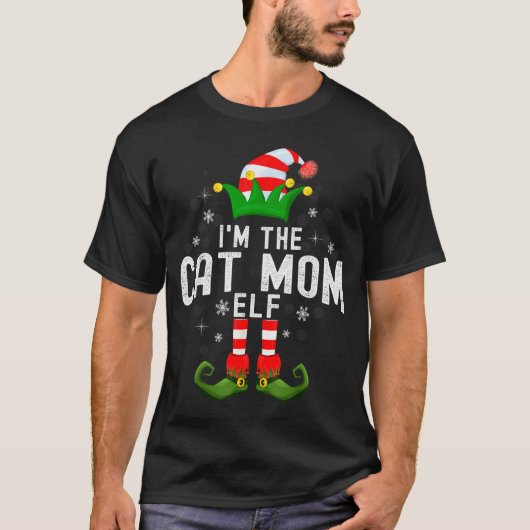 I'm The Cat Mom Elf Christmas Family Pjs Costume T-Shirt (Vorderseite)