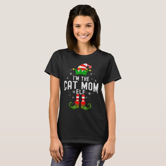 I'm The Cat Mom Elf Christmas Family Pjs Costume T-Shirt (Vorne ganz)