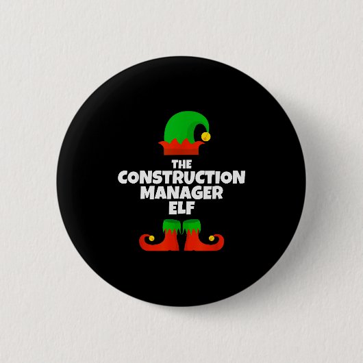 I'm The Construction Manager Elf Family Pajama Chr Button (Vorderseite)