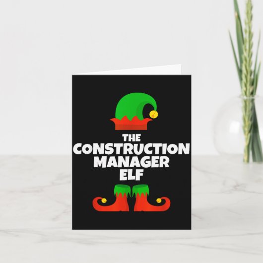 I'm The Construction Manager Elf Family Pajama Chr Karte (Vorderseite)