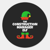 I'm The Construction Manager Elf Family Pajama Chr Runder Aufkleber (Vorderseite)