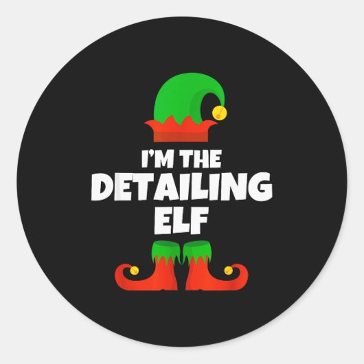 I'm The Detailing Elf Family Pajama Christmas Deta Runder Aufkleber (Vorderseite)