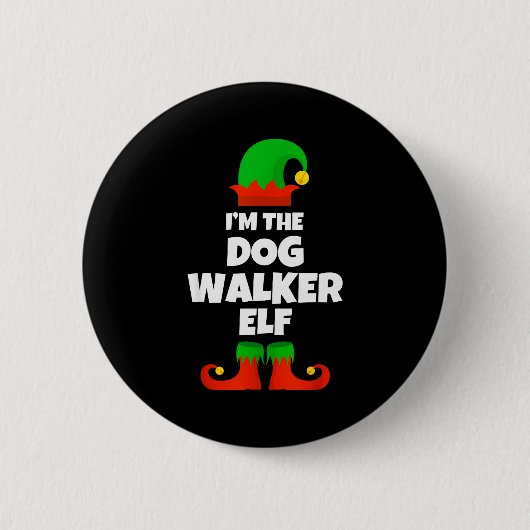 I'm The Dog Walker Elf Family Pajama Christmas Fun Button (Vorderseite)