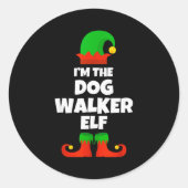 I'm The Dog Walker Elf Family Pajama Christmas Fun Runder Aufkleber (Vorderseite)