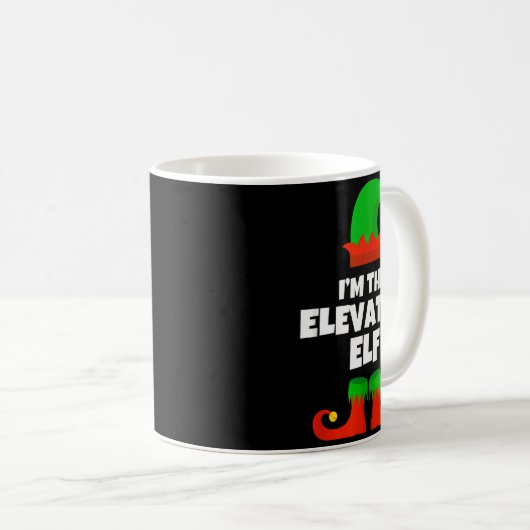 I'm The Elevator Elf Family Pajama Christmas Funny Kaffeetasse (VorderseiteRechts)