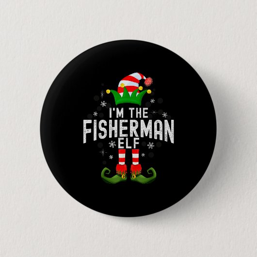 I'm The Fisherman Elf Christmas Family Pjs Costume Button (Vorderseite)