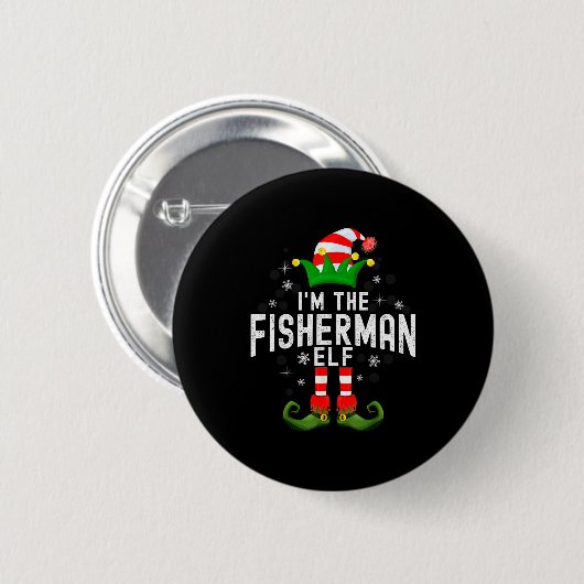 I'm The Fisherman Elf Christmas Family Pjs Costume Button (Vorne & Hinten)
