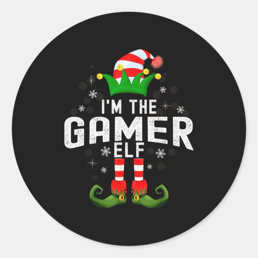 I'm The Gamer Elf Christmas Family Pjs Costume Runder Aufkleber (Vorderseite)
