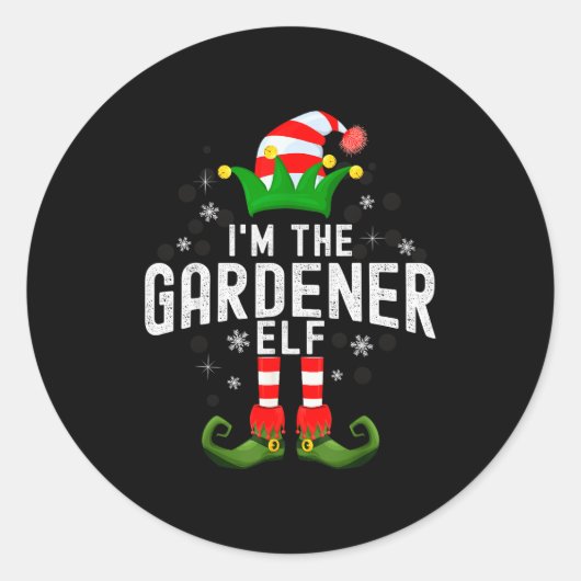 I'm The Gardener Elf Christmas Family Pjs Costume  Runder Aufkleber (Vorderseite)