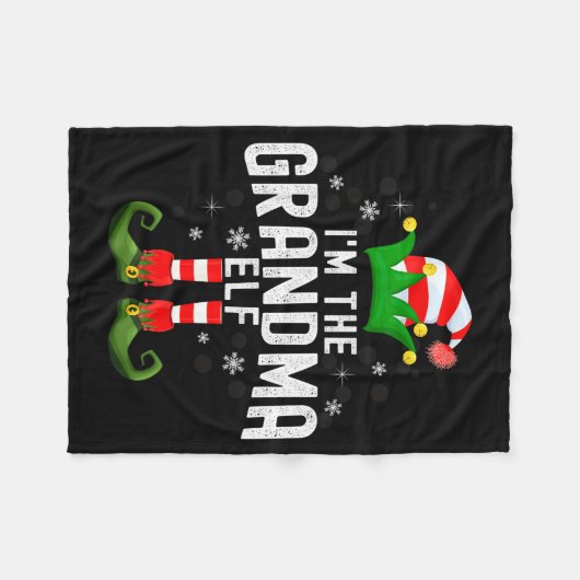 I'm The Grandma Elf Christmas Family Pjs Costume Fleecedecke (Vorderseite (Horizontal))