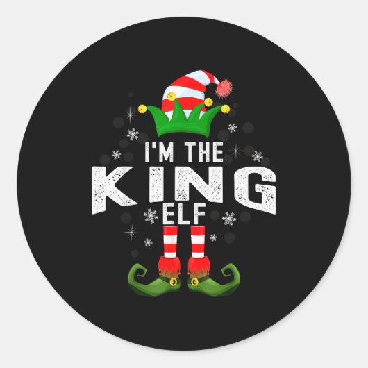 I'm The King Elf Christmas Family Pjs Costume Runder Aufkleber (Vorderseite)