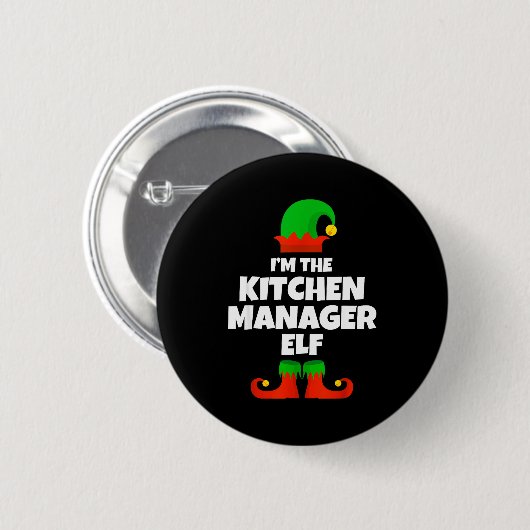 I'm The Kitchen Manager Elf Family Pajama Christma Button (Vorne & Hinten)
