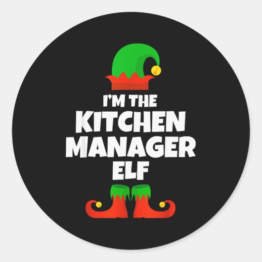 I'm The Kitchen Manager Elf Family Pajama Christma Runder Aufkleber (Vorderseite)