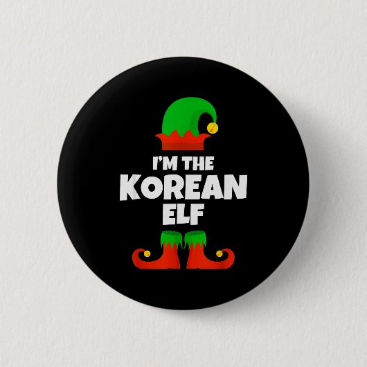 I'm The Korean Elf Family Pajama Christmas Funny K Button (Vorderseite)