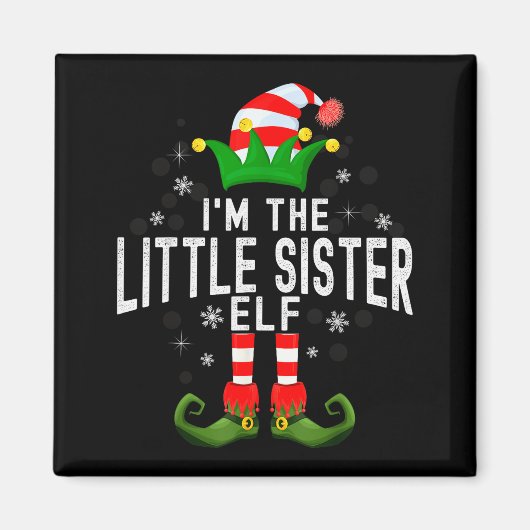 I'm The Little Sister Elf Christmas Family Pjs Cos Magnet (Vorne)