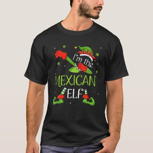 I'm The Mexican Elf Dabbing Santa Claus Xmas Famil T-Shirt (Vorderseite)
