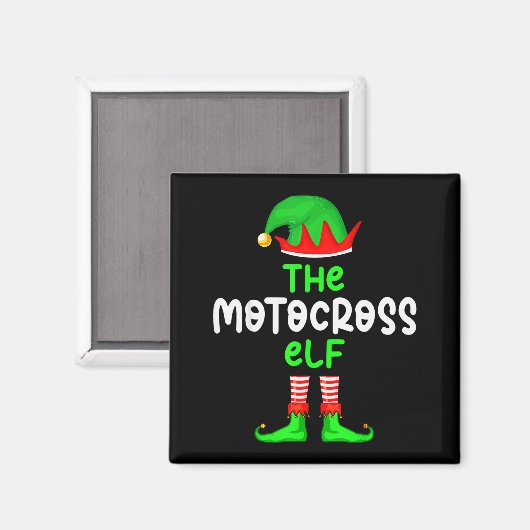 I'm The Motocross Elf Dirt Bike Christmas Matching Magnet (Vorderseite/Rückseite)