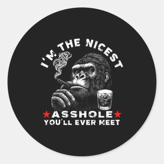 I'm The Nicest Hole You'll Ever Meet Monkey (on Ba Runder Aufkleber (Vorderseite)