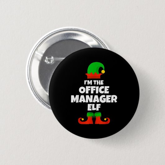 I'm The Office Manager Elf Family Pajama Christmas Button (Vorne & Hinten)
